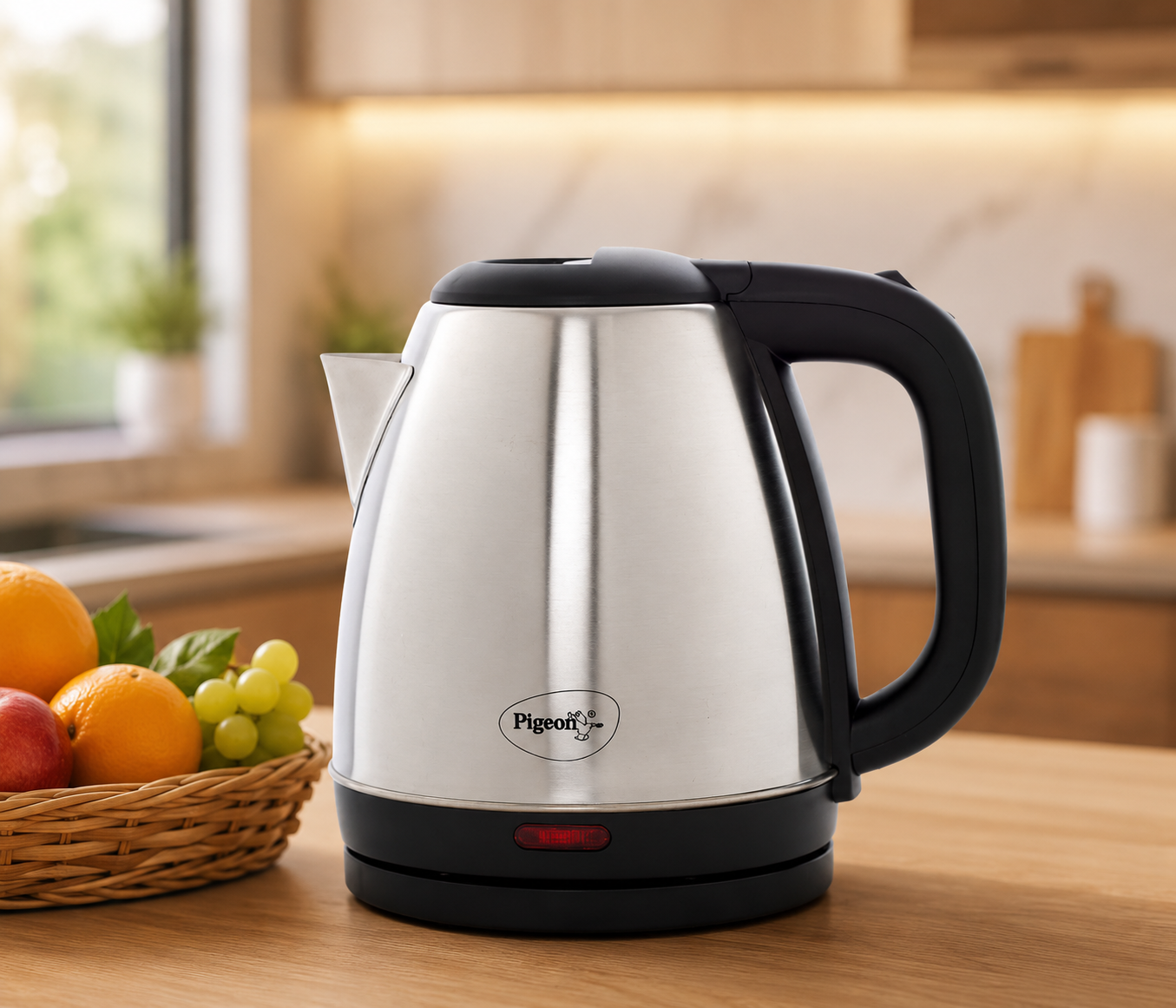 Pigeon Amaze Plus Electric Kettle 1.5 L, 1300 Watt, Stainless Steel Body with Auto Shut-off Feature Used for Boiling Water - (Silver)