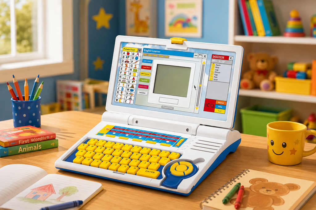 Urban Tots Kids Educational English Learning Laptop Toy with Keyboard & Mouse | Teaches Alphabets, Words, Numbers, Music & Games | Interactive Computer Learning Toy for Boys & Girls Age 3+