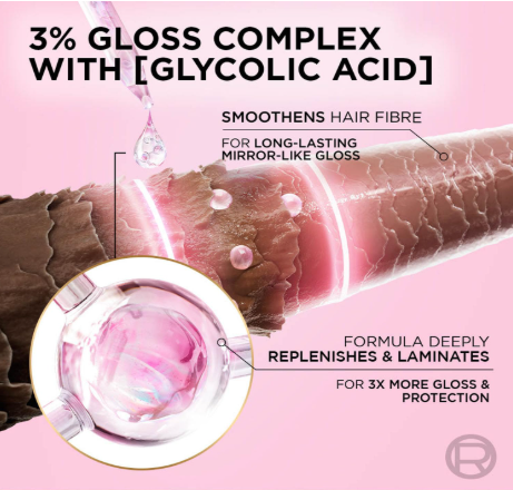 L’Oréal Paris Glycolic Gloss Shine Boosting Shampoo, powered by 3% Glycolic Acid, for dull hair, restores hair quality for gives 3x more gloss, 340ml