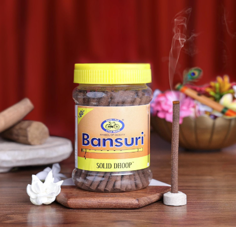 Cycle Pure Bansuri Bambooless Dhoop Sticks for Pooja | 100g Each, Pack of 4 | Chandan, Guggal, Loban, Rose Fragrances | Handcrafted Dhoop Batti for Pooja, Meditation, and Daily Use