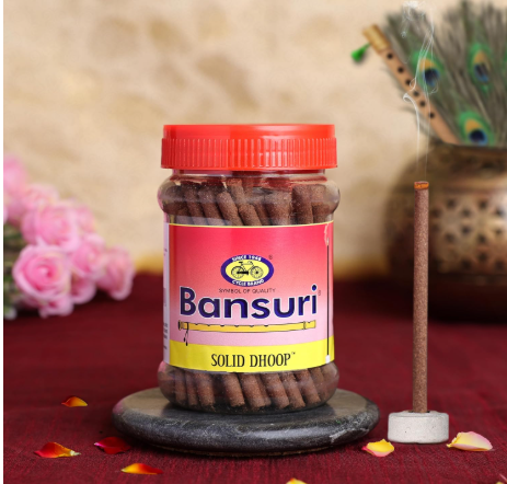 Cycle Pure Bansuri Bambooless Dhoop Sticks for Pooja | 100g Each, Pack of 4 | Chandan, Guggal, Loban, Rose Fragrances | Handcrafted Dhoop Batti for Pooja, Meditation, and Daily Use
