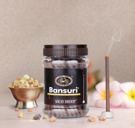 Cycle Pure Bansuri Bambooless Dhoop Sticks for Pooja | 100g Each, Pack of 4 | Chandan, Guggal, Loban, Rose Fragrances | Handcrafted Dhoop Batti for Pooja, Meditation, and Daily Use