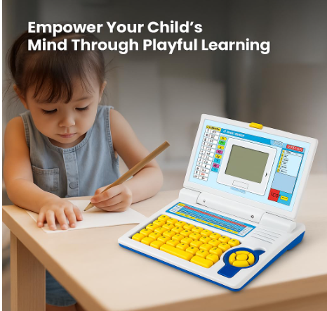Urban Tots Kids Educational English Learning Laptop Toy with Keyboard & Mouse | Teaches Alphabets, Words, Numbers, Music & Games | Interactive Computer Learning Toy for Boys & Girls Age 3+