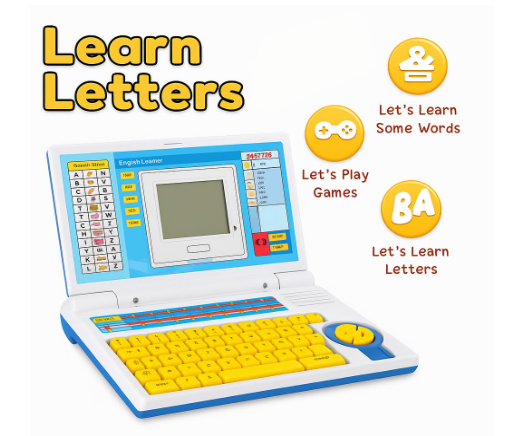 Urban Tots Kids Educational English Learning Laptop Toy with Keyboard & Mouse | Teaches Alphabets, Words, Numbers, Music & Games | Interactive Computer Learning Toy for Boys & Girls Age 3+
