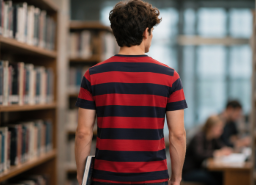 Men Red & Navy Blue Striped Comfort-Fit Lounge T-Shirt